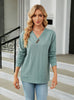 V-neck Button Loose Long Sleeve T-shirt