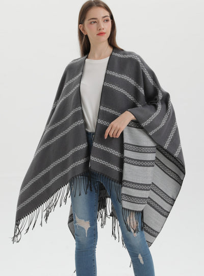 Fringed Shawl Thickened Dual-purpose Scarf Cloak