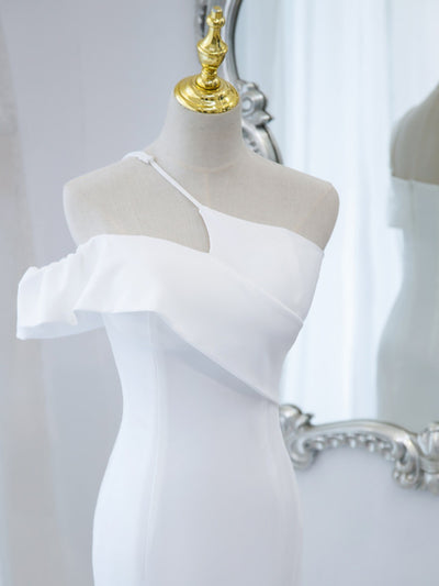 White Mermaid Straps Prom Dress