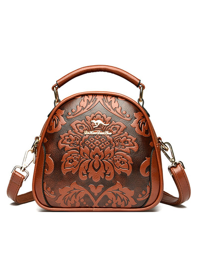 Round Bag Embossed Shoulder Slung Handbag