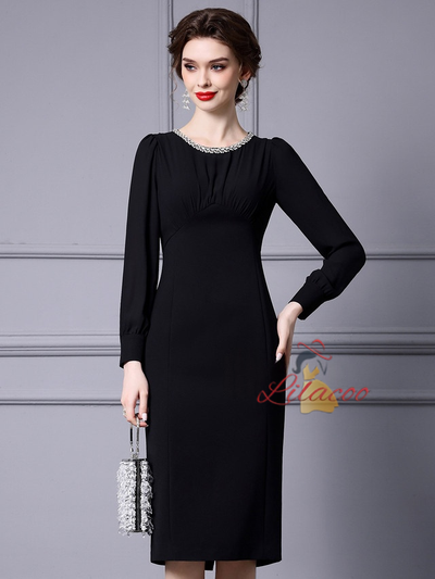Black Long Sleeve Mother Of The Bride Dress