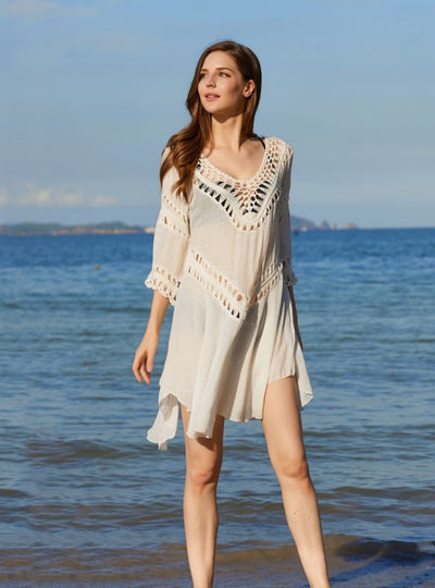 Hand Hook Openwork Loose Slim Blouse Cover Up