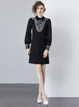 Heavy Embroidery Long Sleeve Dress