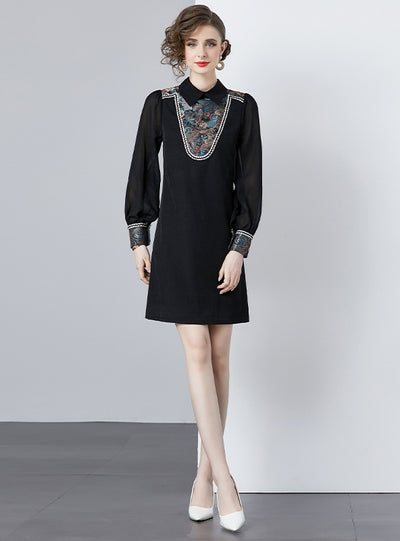 Heavy Embroidery Long Sleeve Dress