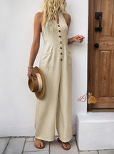 Casual Slim Solid Color Wide-leg Jumpsuit