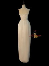 White Satin Strapless Wedding Dress