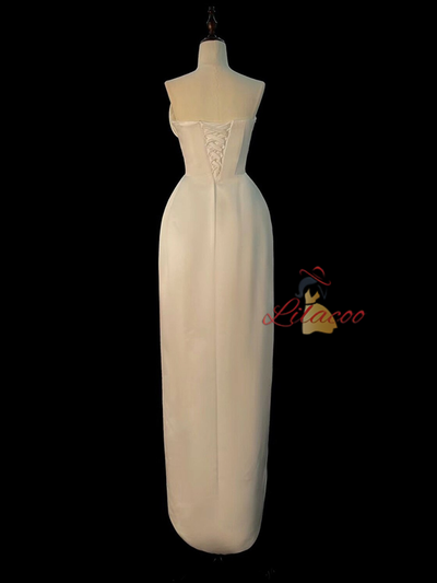 White Satin Strapless Wedding Dress
