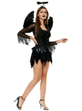 Halloween Black Angel Costume With Wings