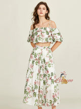 Sling Short-sleeved Shirt Skirt Pinted Suit