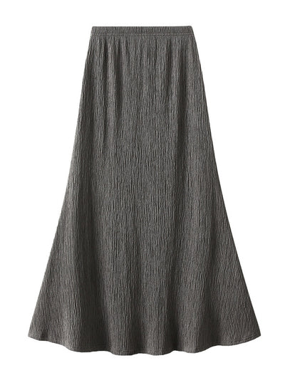 Retro Solid Color Pleated Skirt