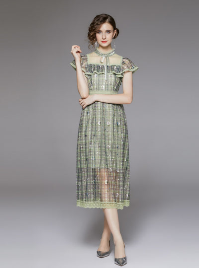 Retro Embroidered Gauze Lace Dress