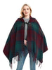 Checked Horn Buckle Hooded Shawl Cloak