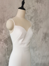 Simple White Spaghetti Straps Wedding Dress