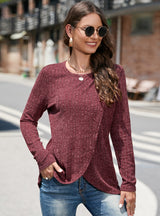 Fall/Winter Knitwear Crewneck Split Top