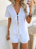 Casual Short Sleeve Lace-up Short Pants Suit