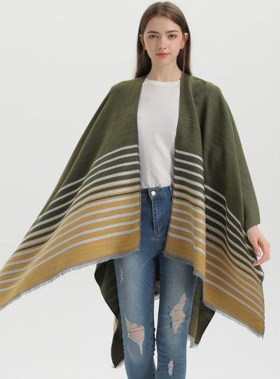Double-sided Tassel Split Knitted Warm Cloak