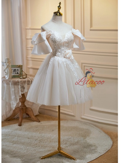 Ivory Tulle Appliques Homecoming Dress