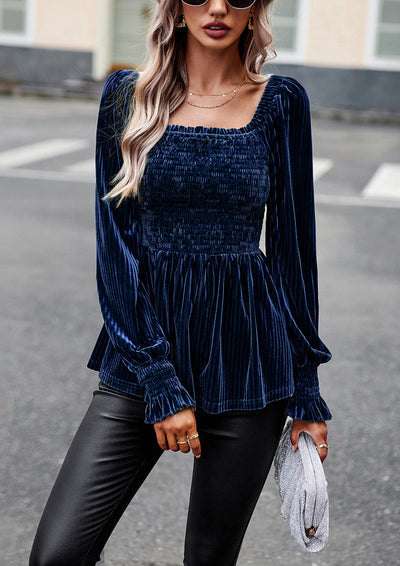 Velvet Long Sleeve Shirt Top