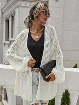 Solid Color Cardigan Flared Sleeve Sweater
