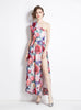 Split Long Chiffon Printed Dress