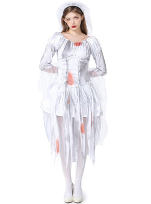 Halloween Costume Horror Gray Blood Bride Cosplay