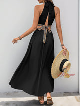 Halter Sleeveless Hollow Holiday Dress