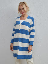 Medium and Long Striped Knitted Sweater