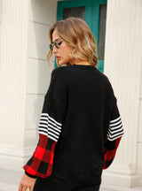 Round Neck Plaid Fashion Sweater