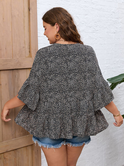 Printed Loose Short-sleeved Round Neck Shirt