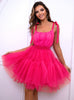 Tube Top Mesh Bow Fluffy Dress