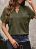 Short-sleeved V-neck Pocket Shirt