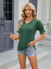 V-neck Lace-up Loose Short-sleeved T-shirt