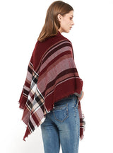 Wine Red Plaid Square Scarf