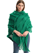 Solid Color Hooded Hooded Cape Shawl