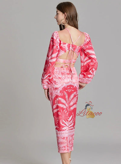 Sexy Backless Strap Top+Skirt Two-piece Suit