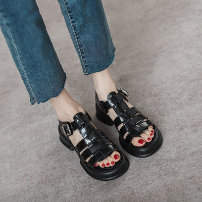 Retro Thick-soled Roman Woven High-heeled Sandals