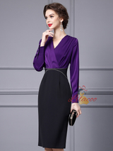 Purple Long Sleeve Mother Of The Bride Dress