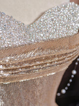 Gold Mermaid Sequins Beading Prom Dress