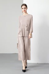 Beaded Pleated Large-size Wide-leg Pants Two-piece Suit