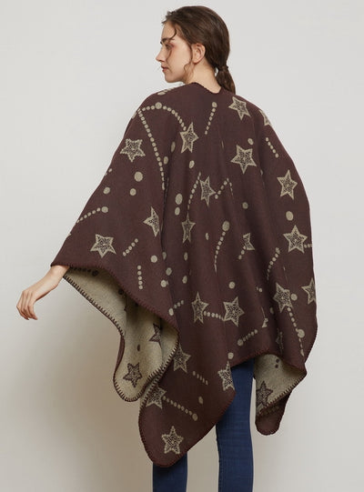 Ladies Jacquard Shawl Split Cloak