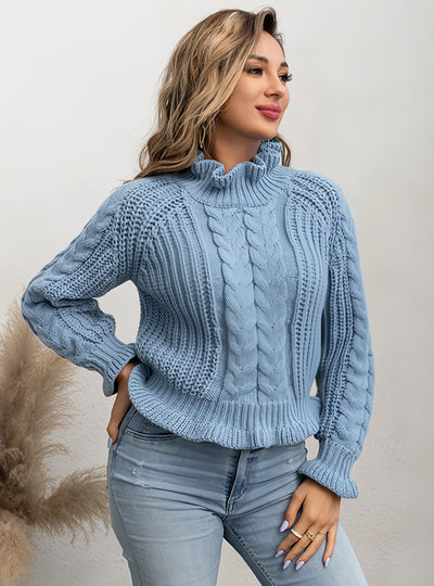 Twisted Turtleneck Loose Thick Sweater