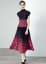 Printed Ipper Skirt Two-piece Suit