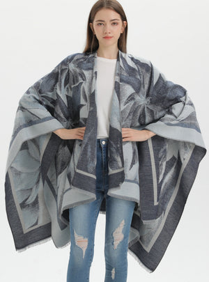 National Double-sided Fringed Split Shawl