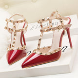 Patent Leather Metal Rivet Roman Sandals