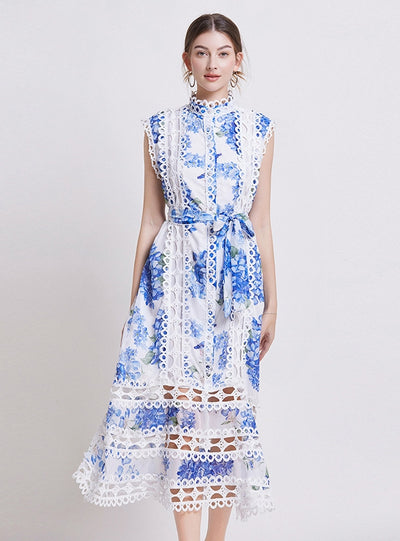 Women Print Palace Lace A-line Dress