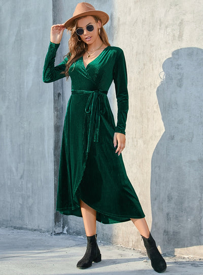 Fall/winter Split Velvet Long Dress