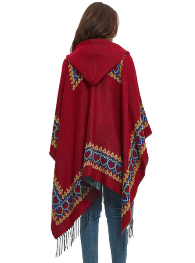 Family Style Love Red Tassel Hooded Cloak