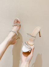 Crystal Pendant Rhinestone Stiletto Sandals