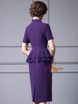 Purple Short Sleeve Mother Of The Bride Dress
