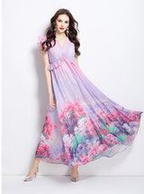Spring Retro Flower Long Dress